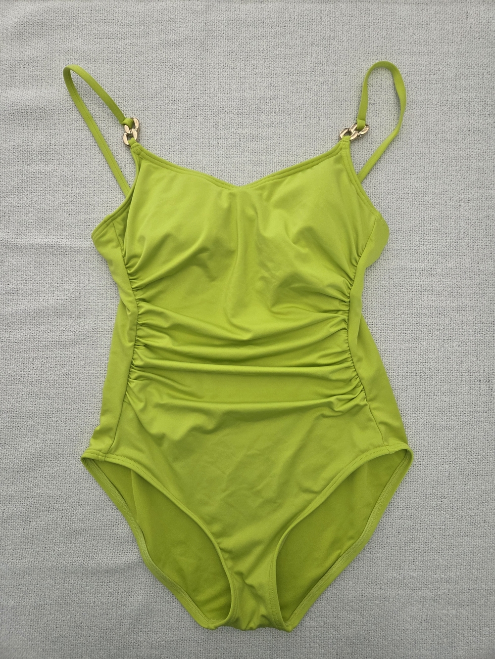 MICHAEL Michael Kors Lime Green One-Piece Swimsuit with Gold Chain Details - Picture 1 of 6